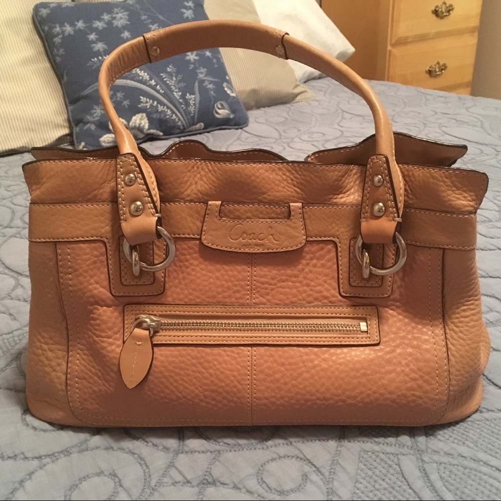 Coach Tan Pebbled Leather Satchel